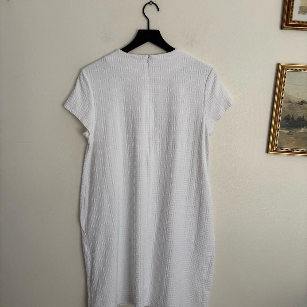 J.Mclaughlin Women’s Size Medium Short Sleeve Round Neck Texture White Dress EUC - Picture 7 of 8